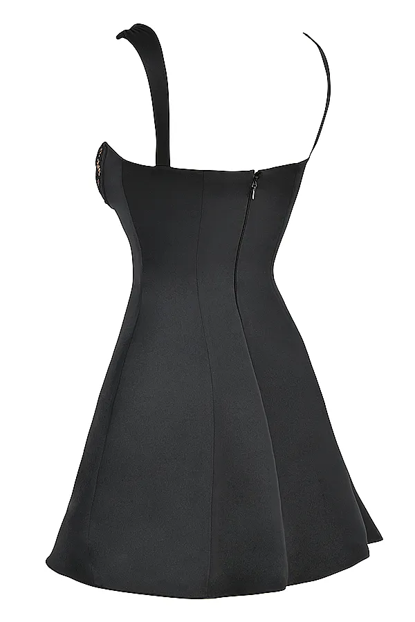 House Of CB AdrianaBlack Satin And Lace Mini Dress Black Women Mini Dresses