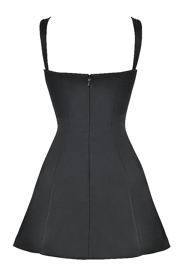House Of CB AdrianaBlack Satin And Lace Mini Dress Black Women Mini Dresses