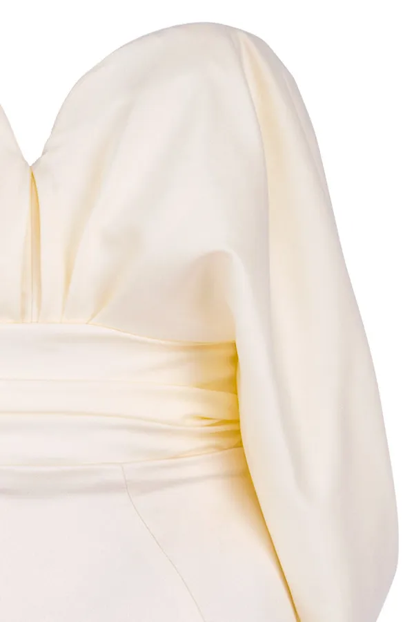 House Of CB AishaIvory Satin Strapless Dress Ivory Women Strapless Dresses