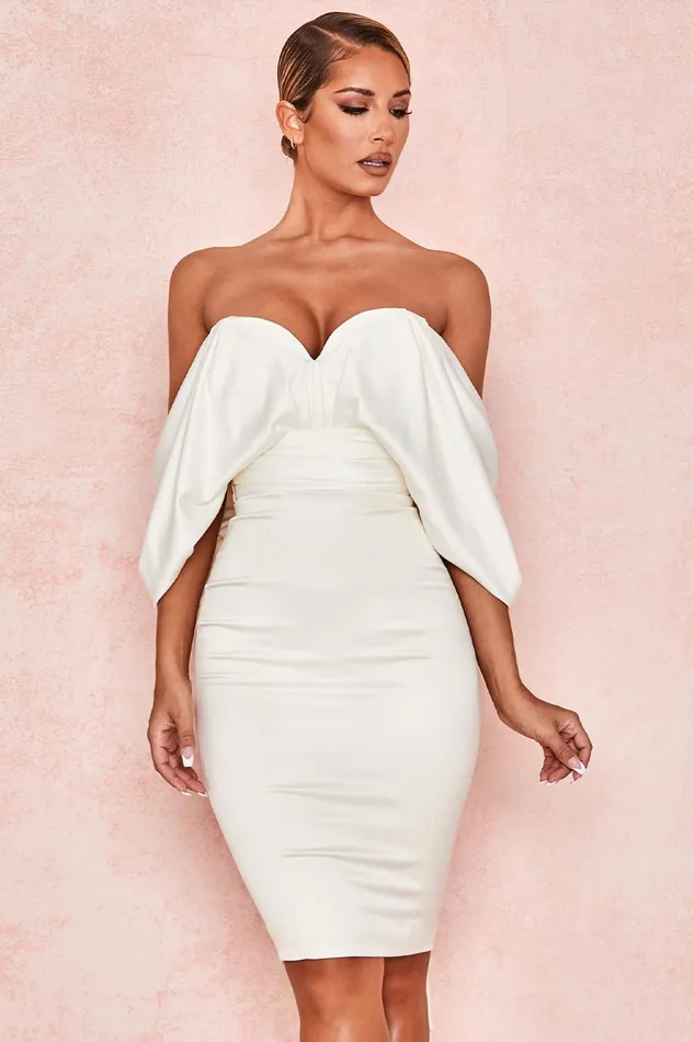 House Of CB AishaIvory Satin Strapless Dress Ivory Women Strapless Dresses