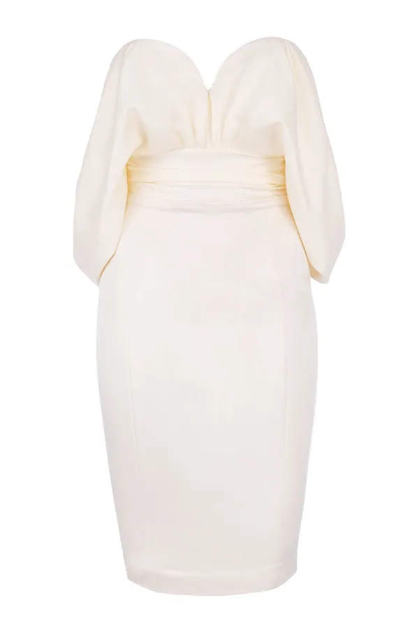 House Of CB AishaIvory Satin Strapless Dress Ivory Women Strapless Dresses