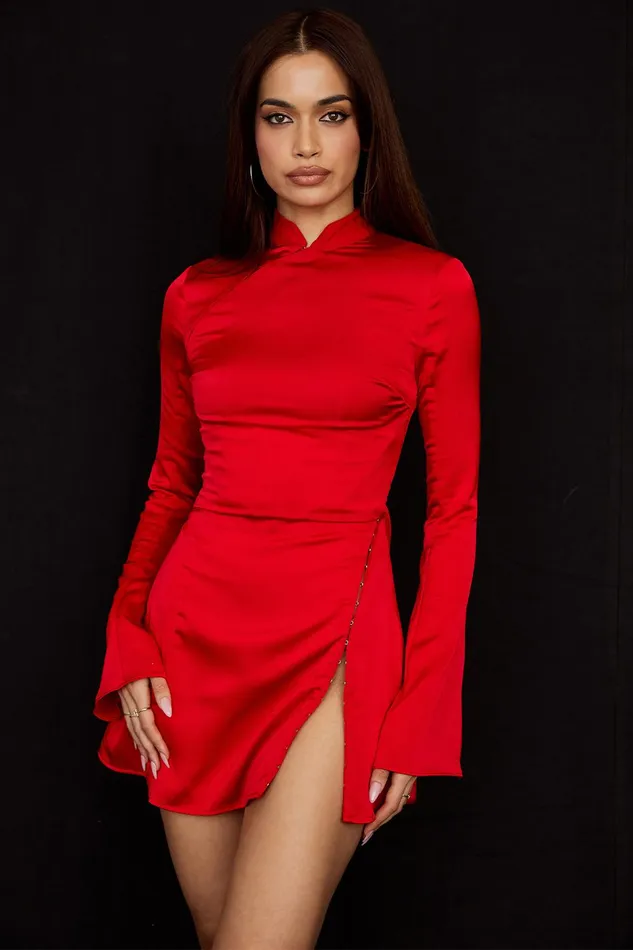 House Of CB AlyssaScarlet Satin Mini Dress 8211 SALE Scarlet Women Corset Dresses