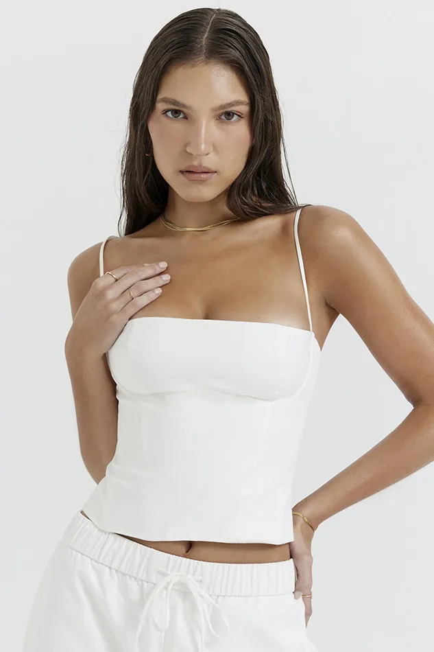House Of CB AudetteWhite Structured Corset White Women Tops