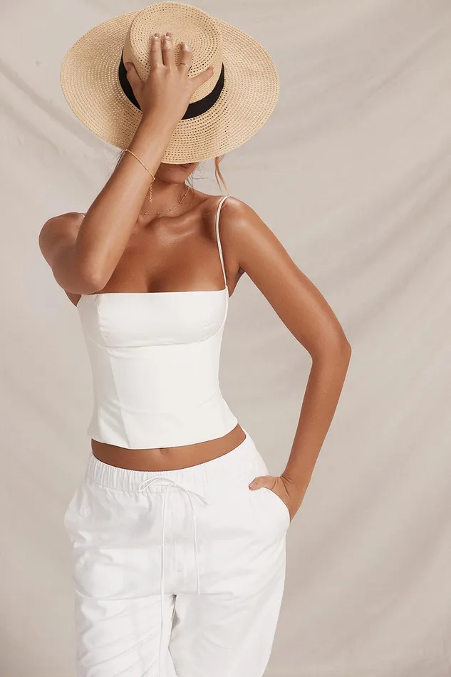 House Of CB AudetteWhite Structured Corset White Women Tops