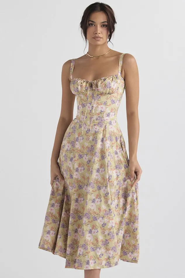 House Of CB CarmenPeony Print Bustier Sundress 8211 SALE Peony Women Corset Dresses