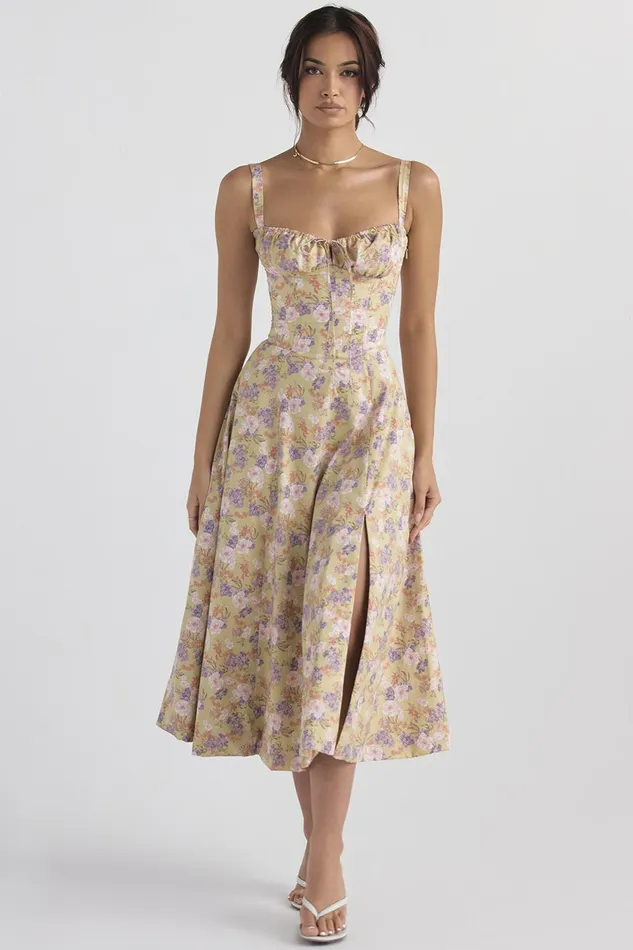 House Of CB CarmenPeony Print Bustier Sundress 8211 SALE Peony Women Corset Dresses