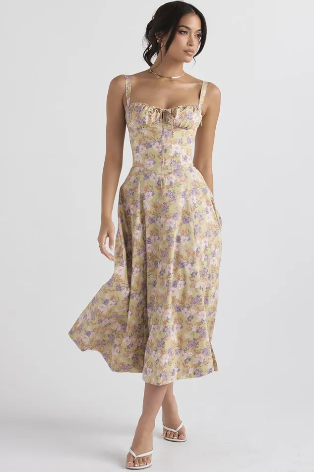 House Of CB CarmenPeony Print Bustier Sundress 8211 SALE Peony Women Corset Dresses