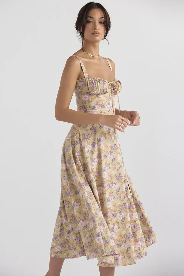 House Of CB CarmenPeony Print Bustier Sundress 8211 SALE Peony Women Corset Dresses