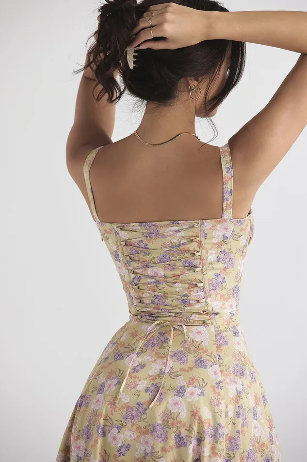 House Of CB CarmenPeony Print Bustier Sundress 8211 SALE Peony Women Corset Dresses