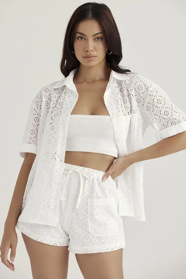 House Of CB CarrieWhite Broderie Anglaise Shirt 8211 SALE White Women Tops