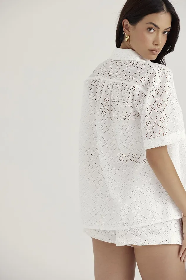 House Of CB CarrieWhite Broderie Anglaise Shirt 8211 SALE White Women Tops