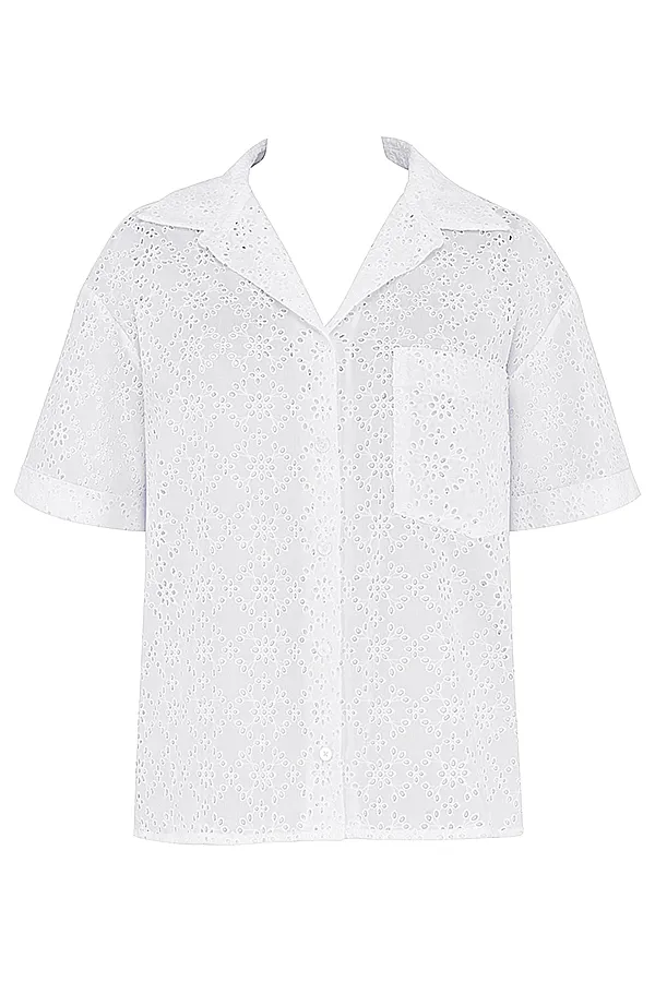 House Of CB CarrieWhite Broderie Anglaise Shirt 8211 SALE White Women Tops