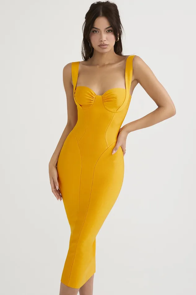 House Of CB CharleneTangerine Bandage Midi Dress 8211 SALE Tangerine Women Bodycon Dresses