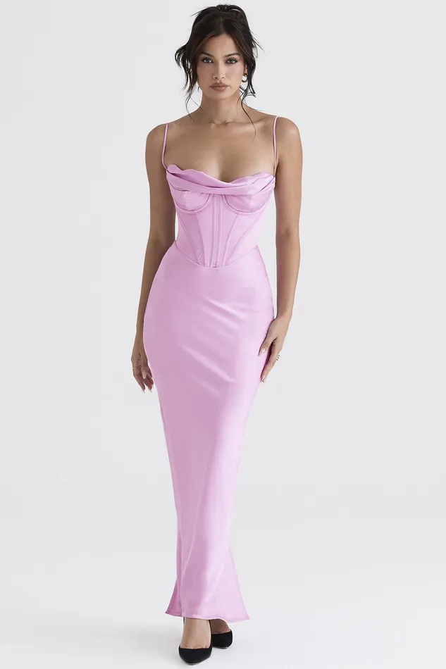 House Of CB CharmainePink Corset Maxi Dress 8211 SALE Pink Women Corset Dresses