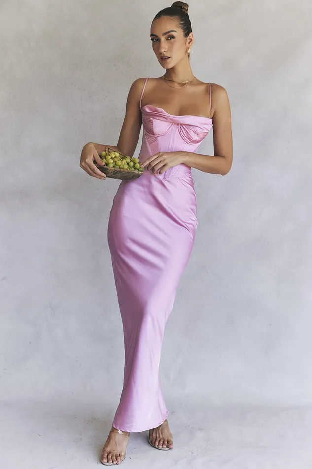House Of CB CharmainePink Corset Maxi Dress 8211 SALE Pink Women Corset Dresses