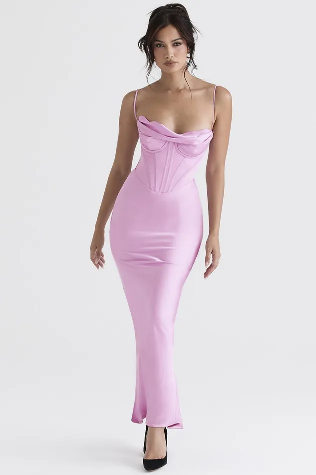 House Of CB CharmainePink Corset Maxi Dress 8211 SALE Pink Women Corset Dresses