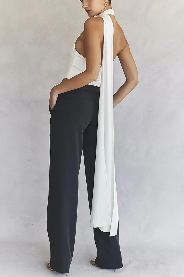 House Of CB FarrahIvory Satin Wrap Neck Bodysuit 8211 SALE Ivory Women Tops