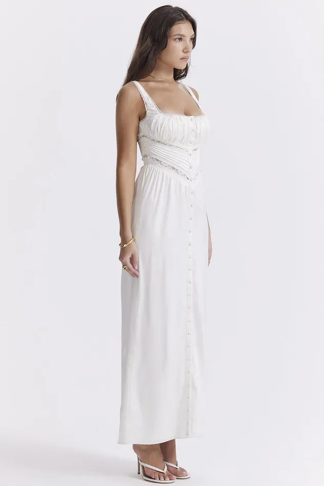 House Of CB IllianaIvory Real Silk Maxi Dress Ivory Women Maxi Dresses