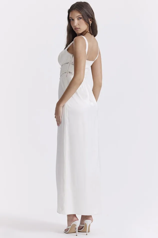 House Of CB IllianaIvory Real Silk Maxi Dress Ivory Women Maxi Dresses