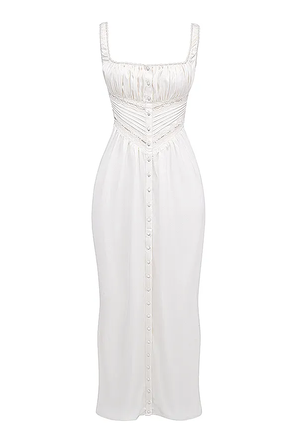 House Of CB IllianaIvory Real Silk Maxi Dress Ivory Women Maxi Dresses
