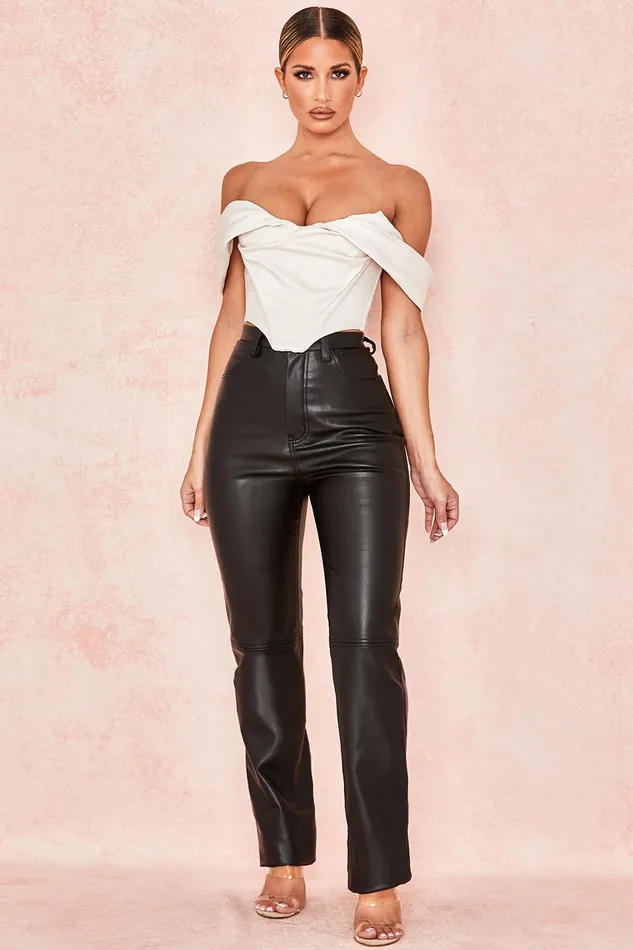 House Of CB InayaBlack Stretch Vegan Leather Trousers 8211 SALE Black Women Trousers