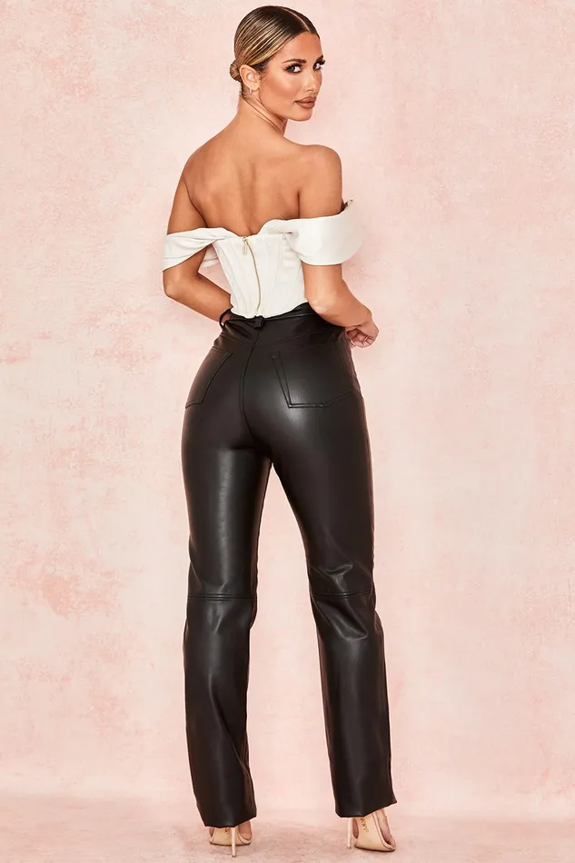 House Of CB InayaBlack Stretch Vegan Leather Trousers 8211 SALE Black Women Trousers