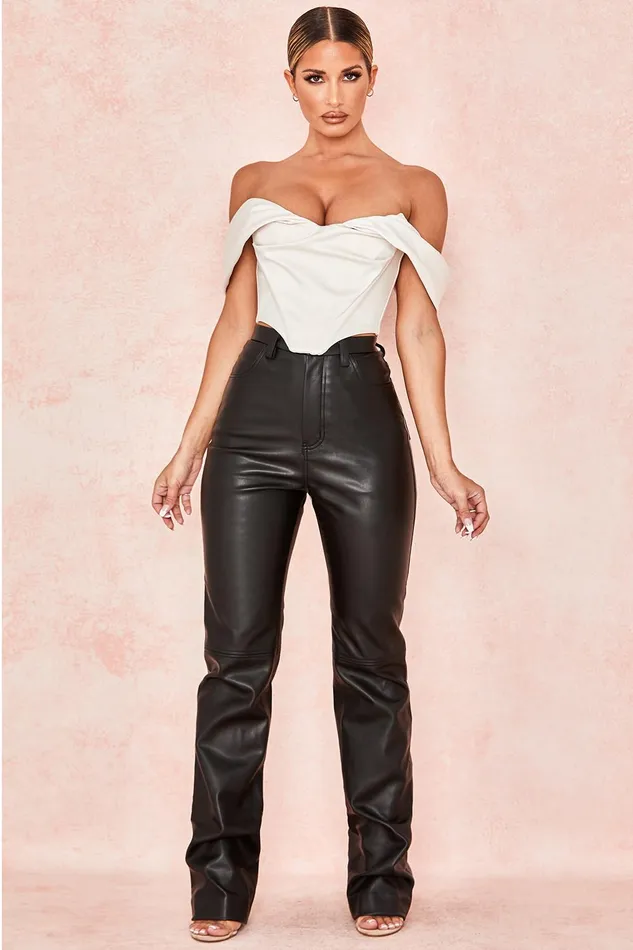 House Of CB InayaBlack Stretch Vegan Leather Trousers 8211 SALE Black Women Trousers