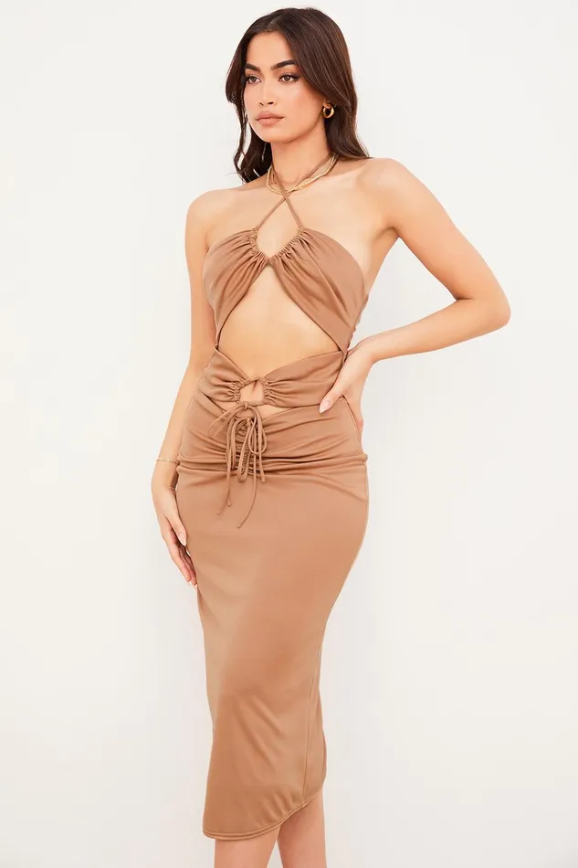 House Of CB KasiaCaramel Cutout Midi Dress 8211 SALE Caramel Women Midi Dresses