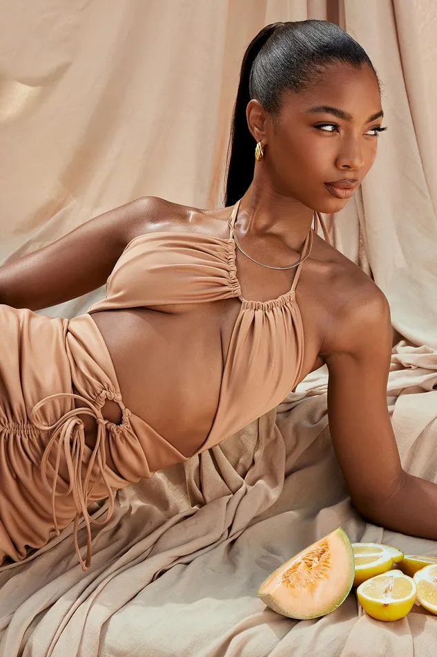 House Of CB KasiaCaramel Cutout Midi Dress 8211 SALE Caramel Women Midi Dresses