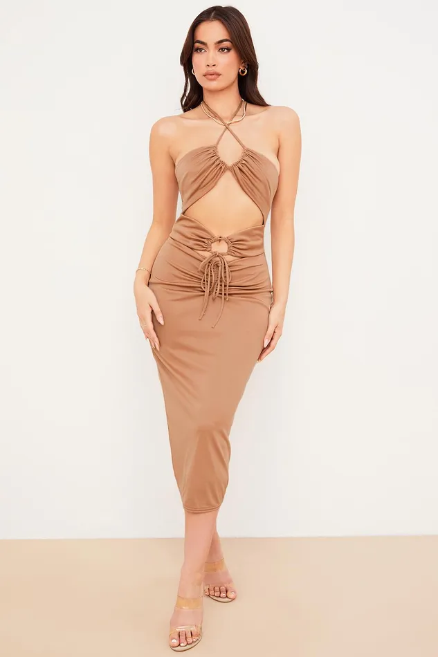 House Of CB KasiaCaramel Cutout Midi Dress 8211 SALE Caramel Women Midi Dresses