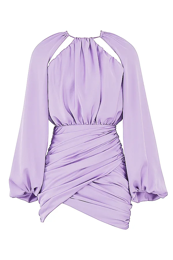 House Of CB KateOrchid Satin Wrap Front Mini Dress 8211 SALE Orchid Women Mini Dresses