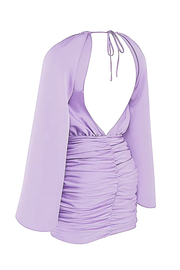 House Of CB KateOrchid Satin Wrap Front Mini Dress 8211 SALE Orchid Women Mini Dresses
