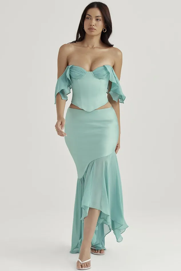 House Of CB LilaJade Ruffle Maxi Skirt 8211 SALE Jade Women Skirts