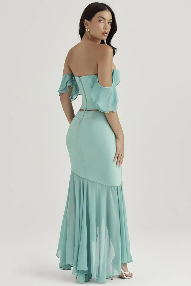 House Of CB LilaJade Ruffle Maxi Skirt 8211 SALE Jade Women Skirts