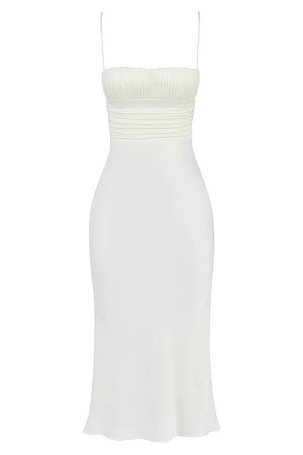 House Of CB LoisIvory Satin Corset Midi Dress Ivory Women Bodycon Dresses