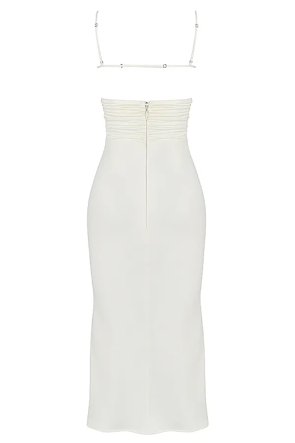 House Of CB LoisIvory Satin Corset Midi Dress Ivory Women Bodycon Dresses