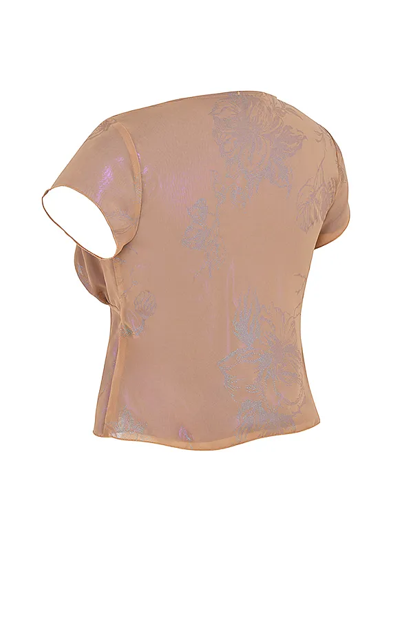 House Of CB MaiaShimmer Cafe Au Lait Tie Front Top 8211 SALE Shimmer Women Tops