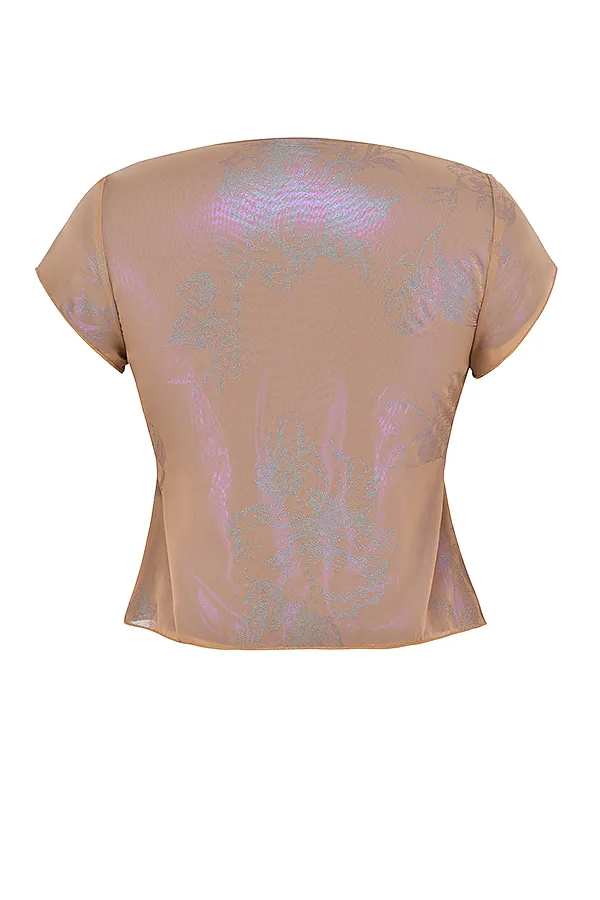 House Of CB MaiaShimmer Cafe Au Lait Tie Front Top 8211 SALE Shimmer Women Tops