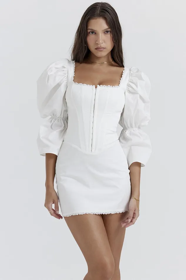House Of CB MatildaWhite Puff Sleeve Corset Dress 8211 SALE White Women Corset Dresses