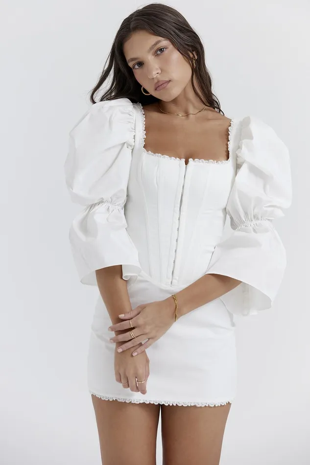 House Of CB MatildaWhite Puff Sleeve Corset Dress 8211 SALE White Women Corset Dresses