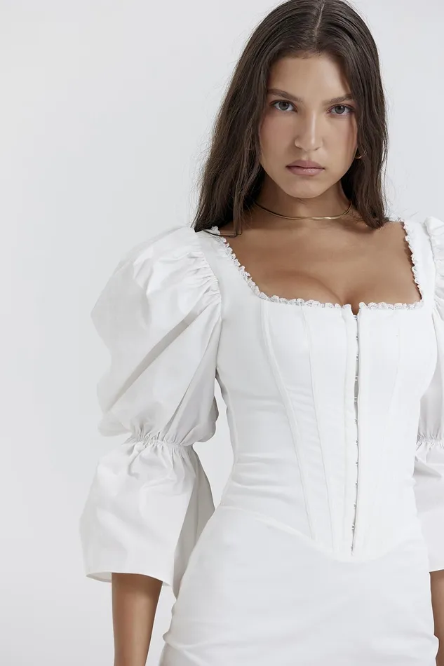 House Of CB MatildaWhite Puff Sleeve Corset Dress 8211 SALE White Women Corset Dresses