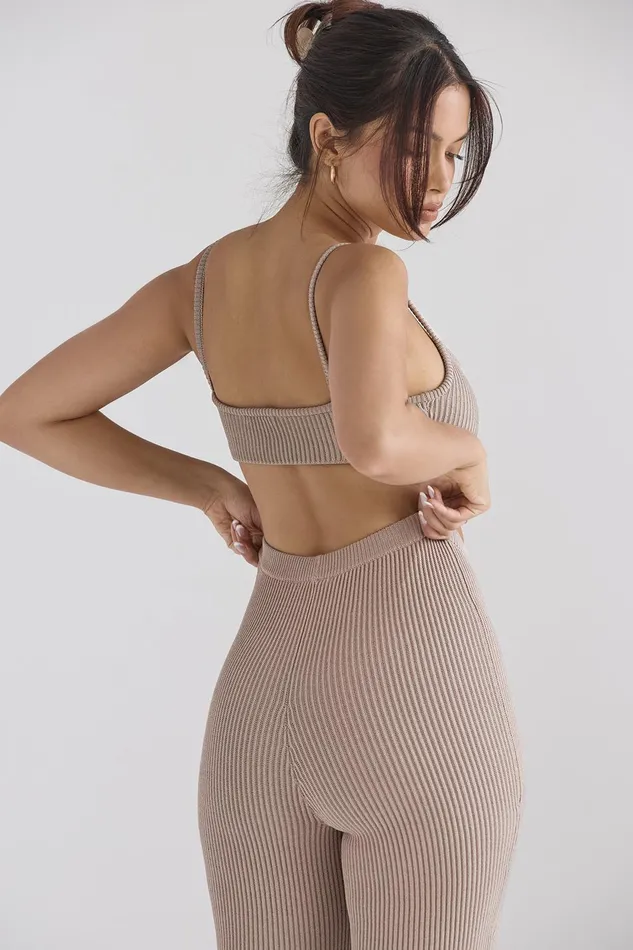 House Of CB MischaTaupe Ribbed Knit Bralette 8211 SALE Taupe Women Tops