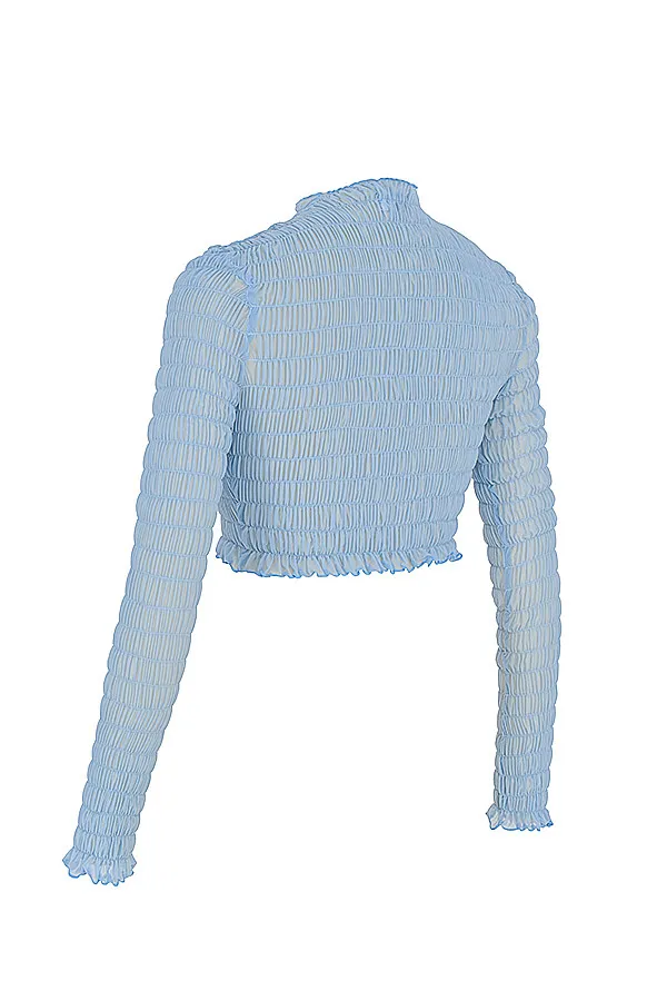 House Of CB Mistress Rocks 039Delight039 Powder Blue Shirred Crop Top 8211 SALE Women Tops