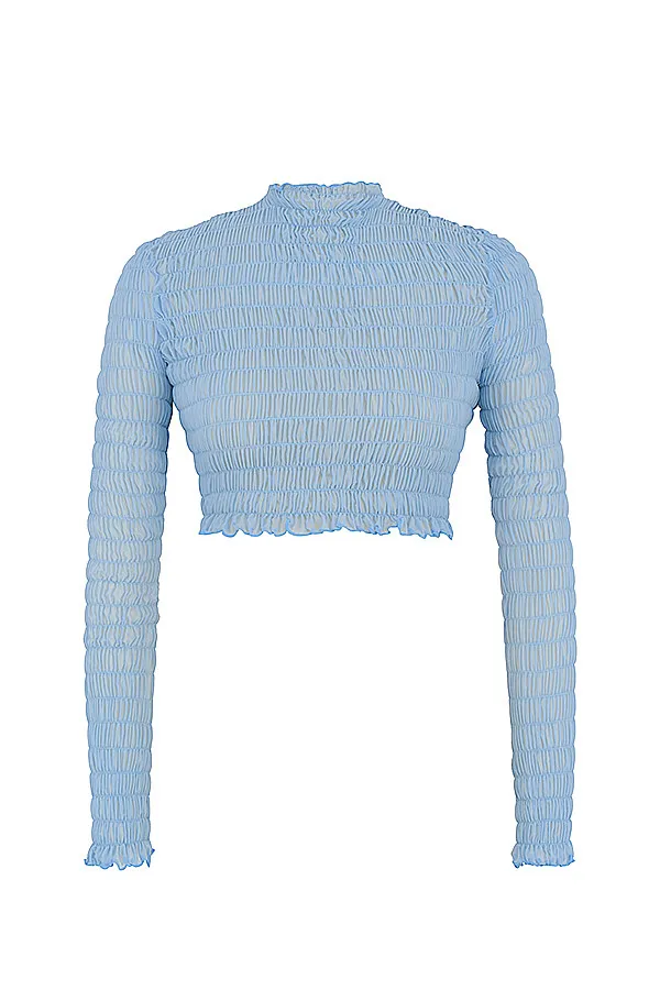House Of CB Mistress Rocks 039Delight039 Powder Blue Shirred Crop Top 8211 SALE Women Tops