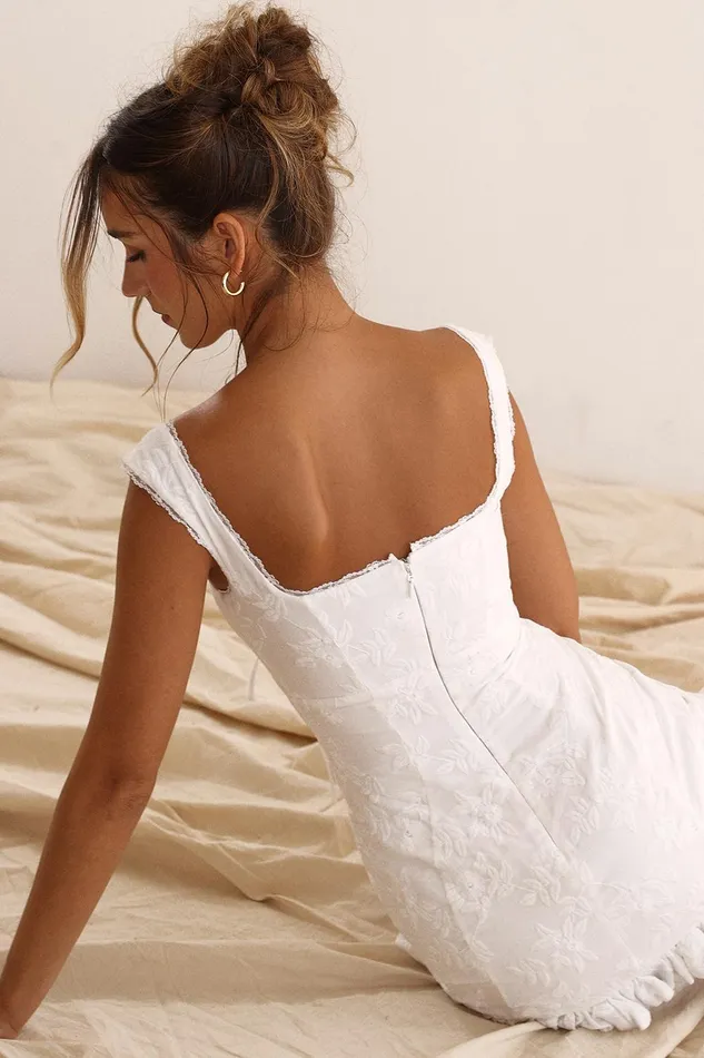 House Of CB OdessaWhite Embroidered Mini Dress White Women Mini Dresses