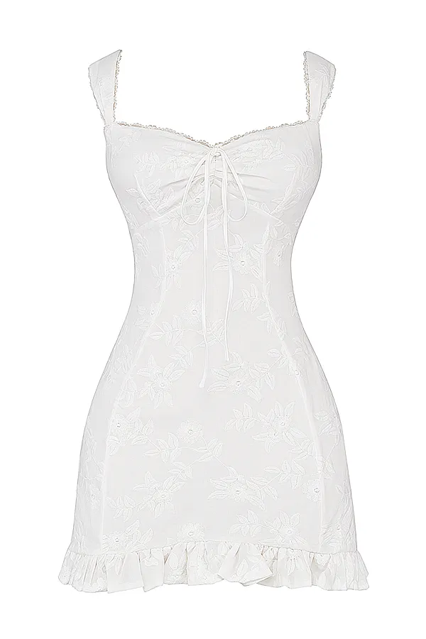 House Of CB OdessaWhite Embroidered Mini Dress White Women Mini Dresses
