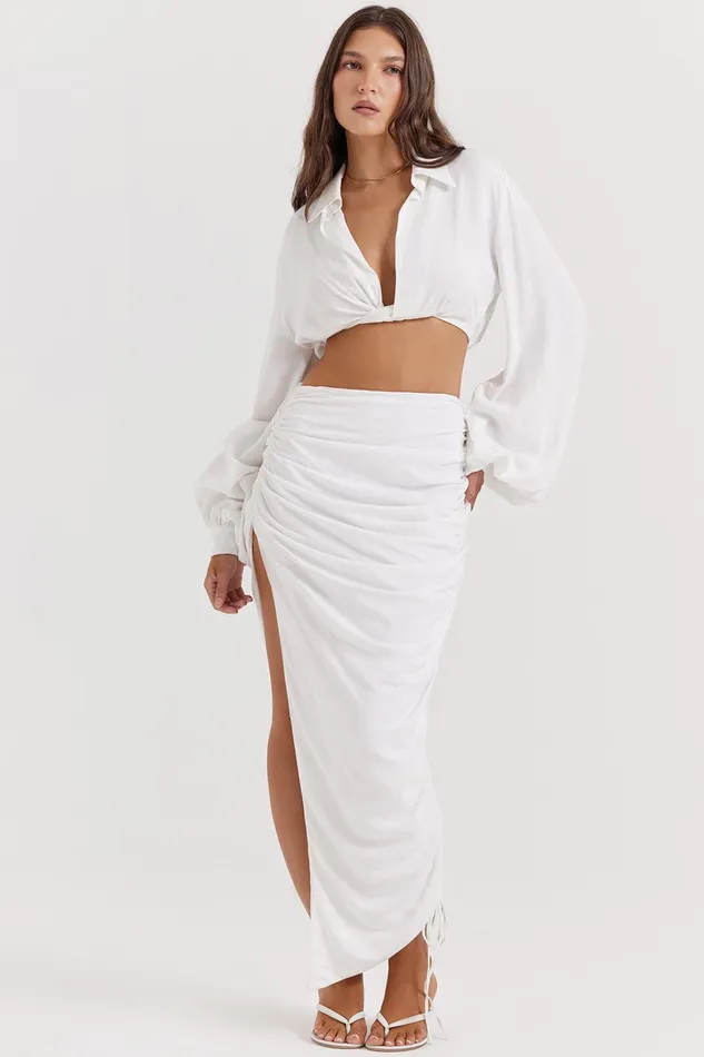 House Of CB PalmerWhite Plunge Blouson Top 8211 SALE White Women Tops