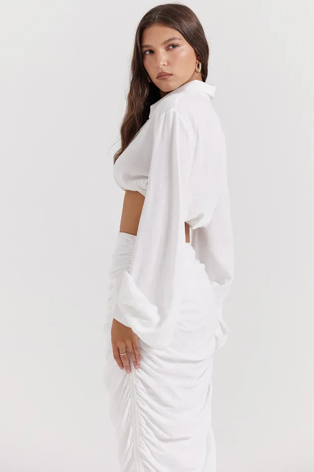 House Of CB PalmerWhite Plunge Blouson Top 8211 SALE White Women Tops