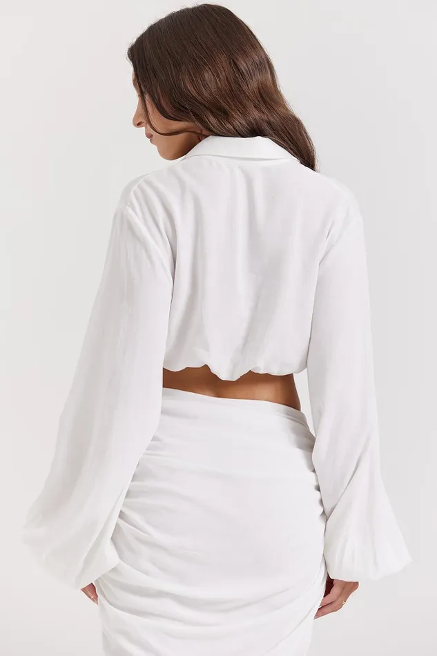House Of CB PalmerWhite Plunge Blouson Top 8211 SALE White Women Tops