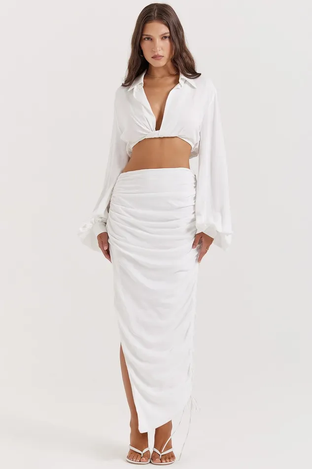 House Of CB PalmerWhite Plunge Blouson Top 8211 SALE White Women Tops